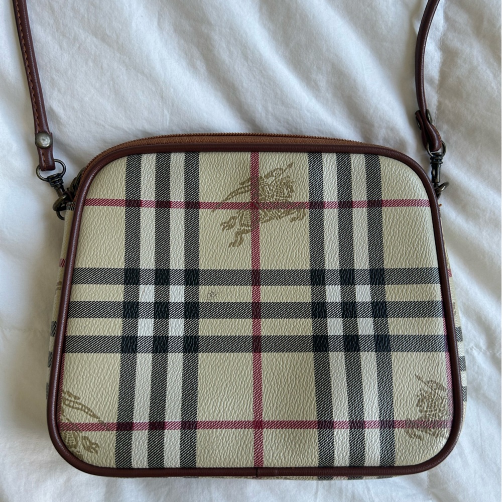 Burberry Beige and Pink Plaid Crossbody Bag - Picture 4 of 6